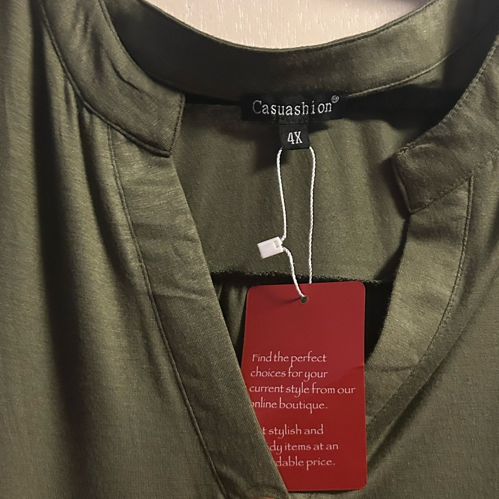 Casual Green Blouse - 4X